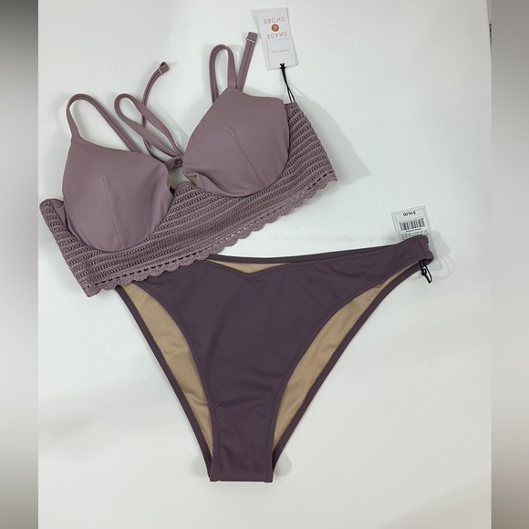 Shade & Shore Purple Underwire Bikini Top Crocheted Bodice Longline Cors… - Picture 8 of 8